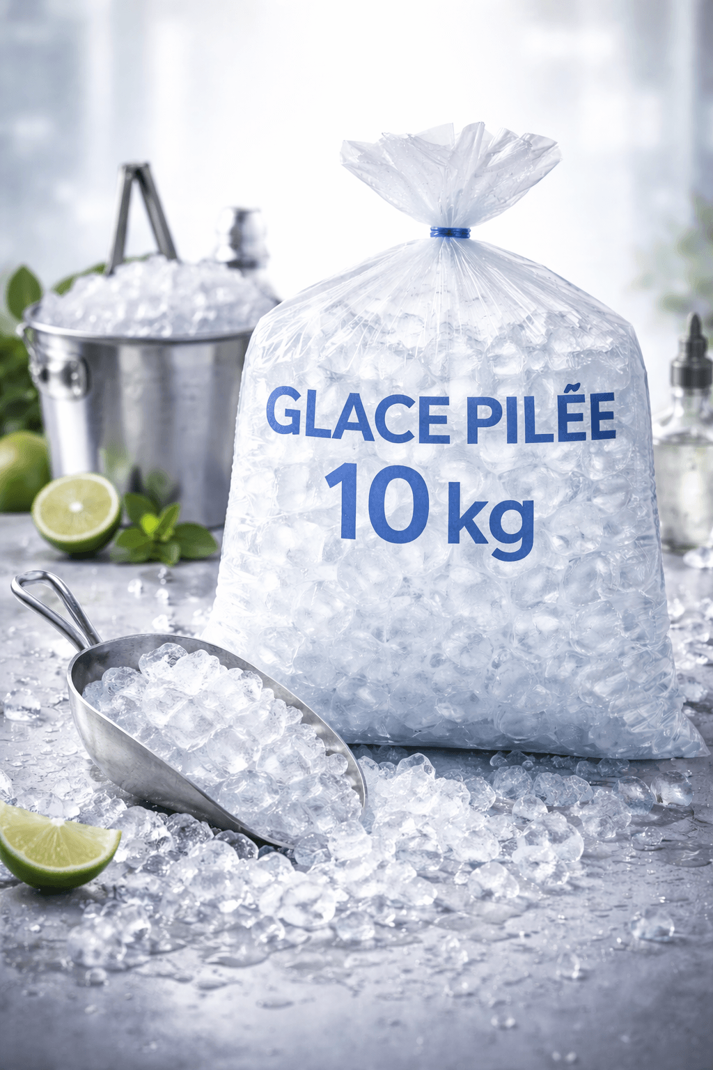 Glace pilée 10 kg – livraison pro Normandie – Gelo Fresh