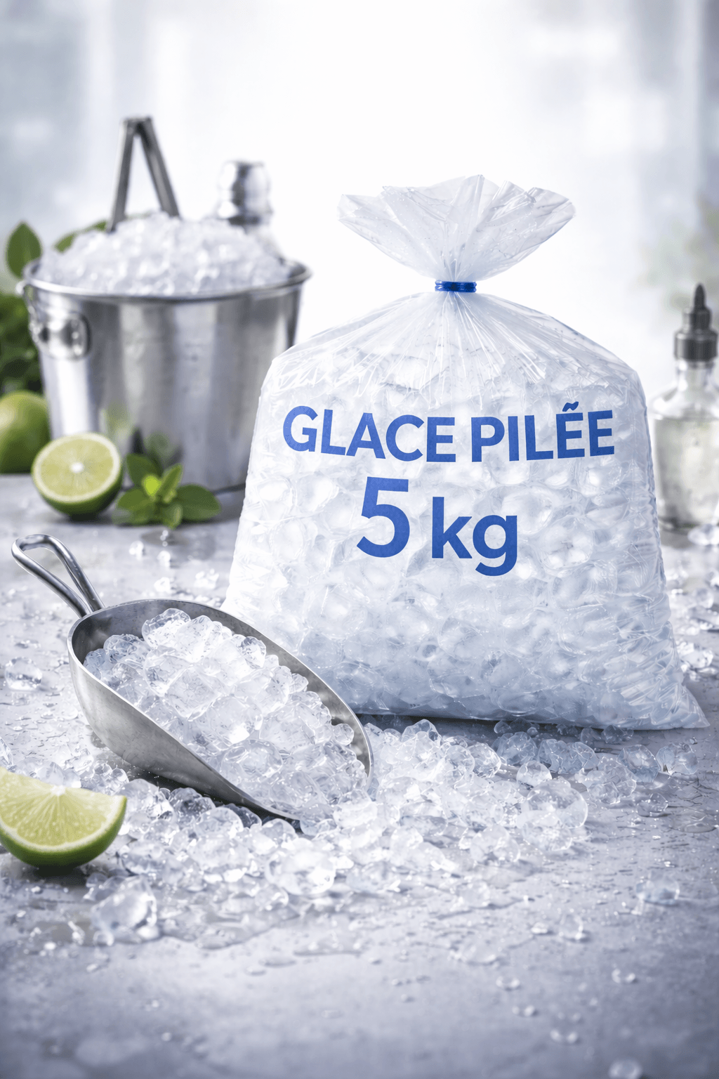 Glace pilée alimentaire 5 kg – livraison pro Normandie – Gelo Fresh