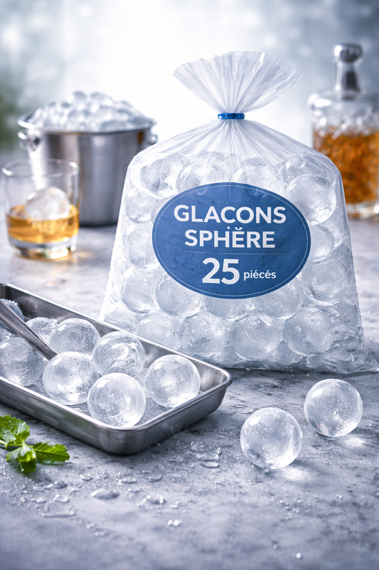 Glaçons sphères premium en Normandie – livraison pro